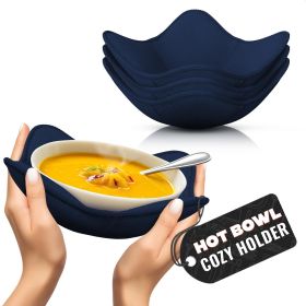 4 Pcs Microwave Bowl Cozy Holders Deep Navy Blue Microwave Bowl Holders for Hot Food Protect Hands from Hot Dishes Soft & Heat Resistant Fabric for Sa