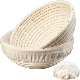 Banneton Bread Proofing Basket - 9 inch Banneton Basket Set of 2 Sourdough Proofing Basket Round Proofing Bowls Handmade Rattan Baskets and Liner