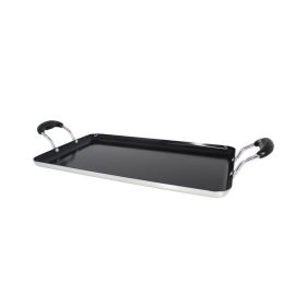 17"x10"Ceramic Double Burner Griddle Black: Stovetop Griddle, Aluminum, Hand Wash, Electric & Gas Compatible