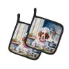 Brittany Spaniel The Chef Pair of Pot Holders Kitchen Heat Resistant Pot Holders Sets Oven Hot Pads for Cooking Baking BBQ, 7 1/2 x 7 1/2