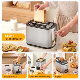 2 Slice Wide Slots, 6 Shade Settings,Bagel Defrost Reheat Cancel New