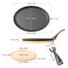 HAWOK Cast Iron Fajita Skillet Japanese Steak Plate with Handle and Bamboo Tray