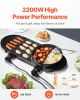 VEVOR Hot Pot with Grill, 2200W 2-in-1 Electric Smokeless Grill and Hot Pot, Korean BBQ Shabu Shabu Hotpot with Separate Dual Temperature Control