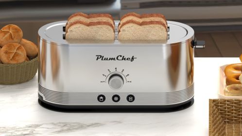 4-Slice Toaster, 7 Browning Settings, Defrost/Reheat Functions, Removable Crumb Tray, Full body Stainless Steel Housing, Anti-Fingerprint, Anti-J (Color: Silver)