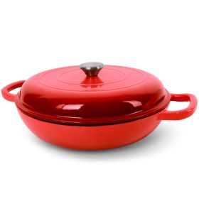 Enameled Cast Iron Dutch Oven, 3.8 Quart Dutch Oven Pot with Lid, Non Stick Cast Iron Pot, Round Oven Safe up to 500Â°F, Use for Marinate, Cook (Color: Red)