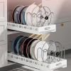 Pull-out pots and pans lid plate draining rack, cabinet built-in draining rack