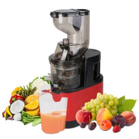 Cold Press Juicer Machine 300W Electric Slow Masticating Juicer for Whole Vegetable and Fruit with Reverse Function 2 Containers Cleaning Brush C (Color: Red)