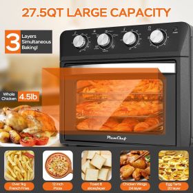27.5QT 6-in-1 Air Fryer Toaster Oven Dropdown-Door 6-Slice Countertop Convection Oven for Air Frying, Baking, Roasting, Broiling & Grilling, 1600 (Model Number: ATS-25K3black)